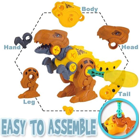 Dinosaur Toys Lot Take Apart with Drill Building Learning Set for Kids Boys - Picture 9 of 11